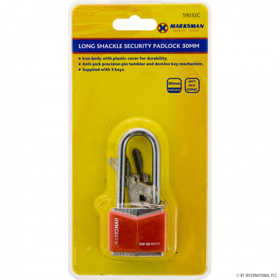 Set Of 2 30mm Long Shackle Heavy Duty Padlock With 3 Keys Security Lock Luggage image