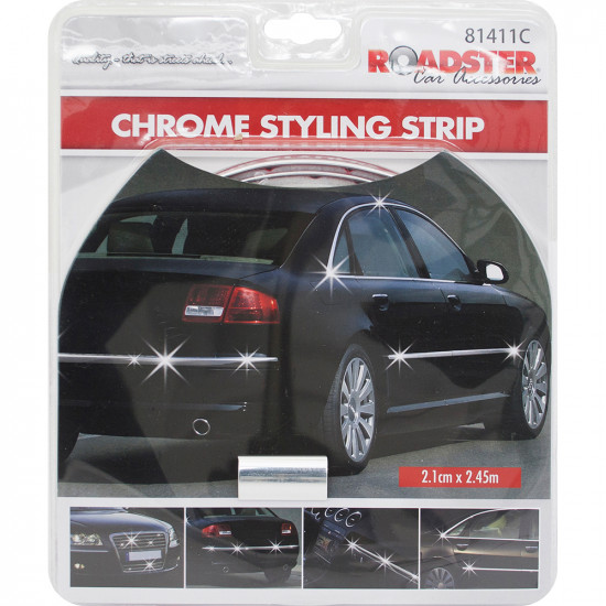New Chrome Styling Strip Self Adhesive Car Edging Moulding Trim Hot 2.1Cm 2.45M image