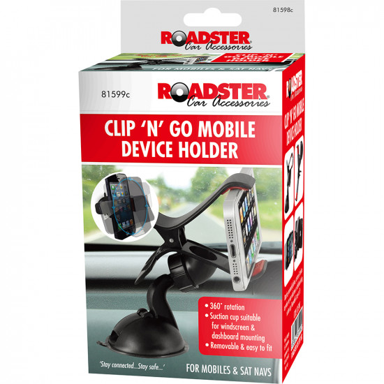 New Universal Car Clip 'N' Go Mobile Phone Holder Windscreen Dashboard Rotating image