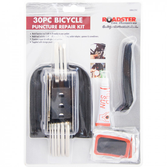 New 30Pc Bike Repair Kit Tools Diy Bicycle Glue Grater Tyre Punctures Patches Automotive, Maintenance image