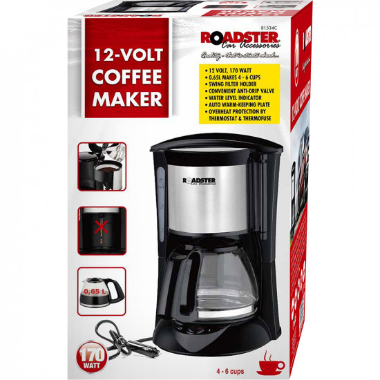 New 12 Volt Coffee Maker 170 Watt Drinking Gift Set 4-6 Cups Machine Home Office Automotive image