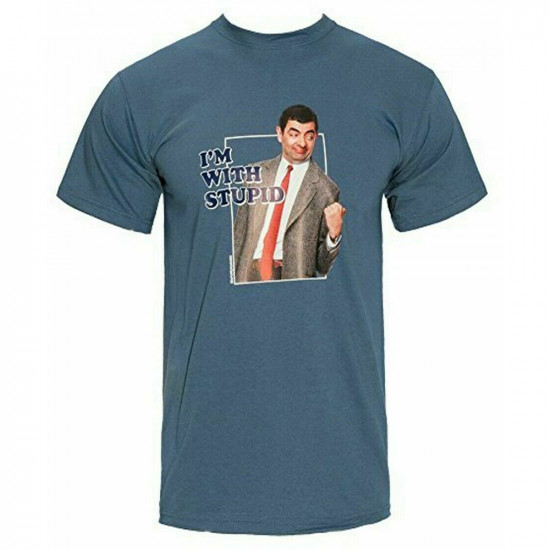 New Extra Large Mr Bean I'M With Stupid T-Shirt Fun Short Sleeve Jersey Gift Xl image