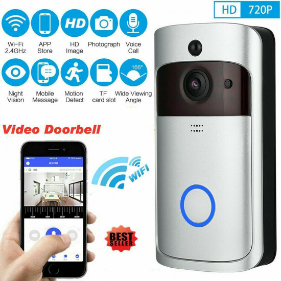 Wireless Wifi Video Doorbell Smart Phone Door Ring Intercom Security Camera Bell image