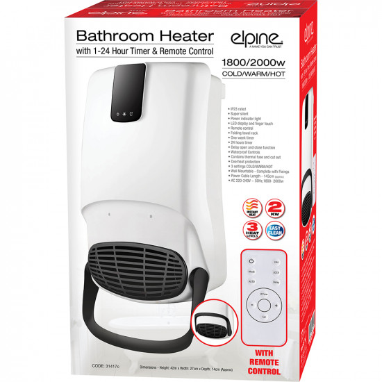 New Bathroom Fan Heater With Remote Control Timer Cold Warm Hot Wall Mounted image