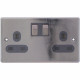 13 Amp Black Nickel Socket Double Switch Plug 2 Gang Power Electric Wall Home Electrical, Household Appliances image