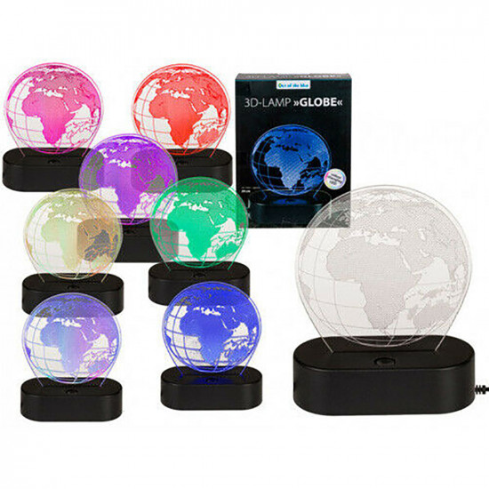 Led 3D Illuminated Globe Colour Changing Night Light Desk Usb World Gift 20Cm image