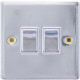 New 2 Gang 2 Way Chrome Polish Double Light Switch With Fixing Screws Home Cover Electrical, Household Appliances image