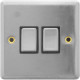 New 2 Gang 2 Way Stainless Steel Double Light Switch With Fixing Screws Home Electrical, Household Appliances image