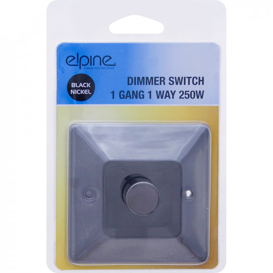 New Black Nickel Single Light Dimmer Switch 1 Gang 1 Way On/Off Fixing Screw image