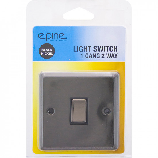 New Black Nickel Single Light Switch 1 Gang 2 Way On/Off With Fixing Screw Home image