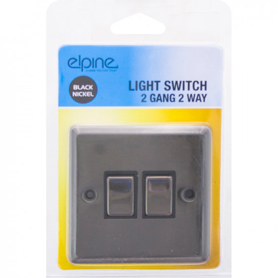 New Black Nickel Single Light Switch 2 Gang 2 Way On/Off With Fixing Screw Home image