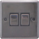 New Black Nickel Single Light Switch 2 Gang 2 Way On/Off With Fixing Screw Home image