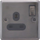 New Black Nickel Switched Socket 1 Gang With Fixing Screws Electric Home Office image