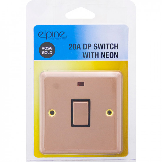 New Rose Gold Single Light Switch 1 Gang 2 Way On/Off With Fixing Screw Neon Electrical, Household Appliances image