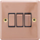 New Rose Gold Single Light Switch 3 Gang 2 Way On/Off With Fixing Screw Home Electrical, Household Appliances image