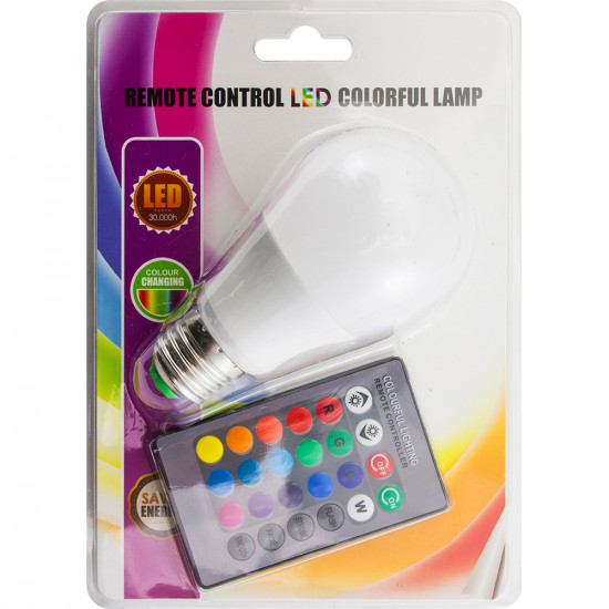 16 Colour Changing Rgb Led Light Bulb Lamp With Ir Remote Control 3W E27 New image