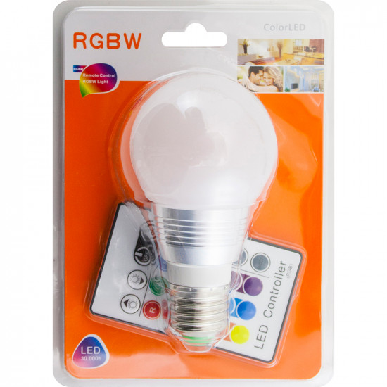 16 Colour Changing Rgbw Led Light Bulb Lamp With Ir Remote Control 3W E27 New image