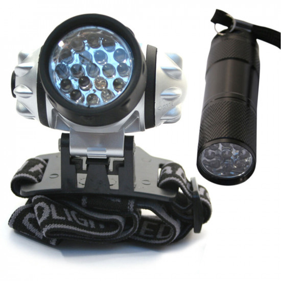19 & 9 Led Headlamp Aluminium Torch Pocket Ultra Bright Light Waterproof Lamp image