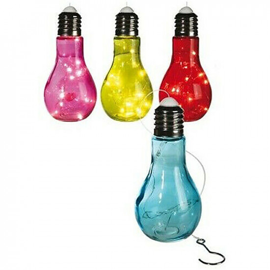 4 X Coloured Glass Bulb 10 Led Hanging With Switch Decor Bedroom Night Lamp Home image