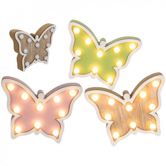 New Led Wooden Butterfly Indoor Home Decoration 10 Light Night Lamp Gift 18 X 14 image
