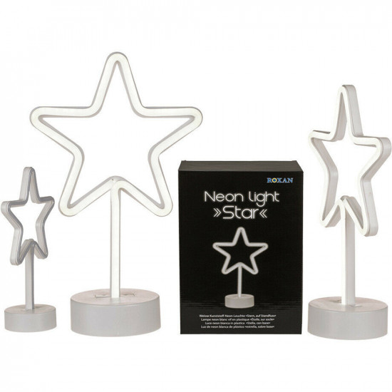New White Plastic Neon Light Star Led Decoration Night Light Lamp Gift On Base Electrical, Lights & Torches image