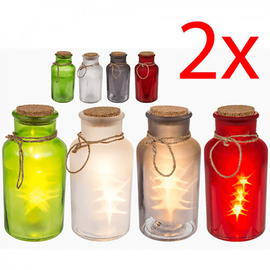 Set Of 2 Light 5 Led Jar Hanging Night Light Lamp Outdoor Home Decor Fairy 18Cm image