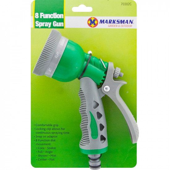 8 Dial Garden Hose Pipe Spray Gun Soft Grip Handle Multi Pattern Water Sprayer image