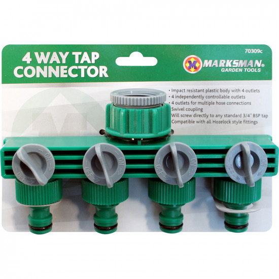 New 4 Way Tap Connector Adapter Garden Hose Pipe Adaptor Outlet Splitter Garden & Outdoor, Hose Pipes & Fittings image