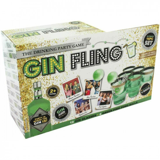 New 16Pc Gin Fling Drinking Game Party Board Game Xmas Gift Adult Liquor Fun image
