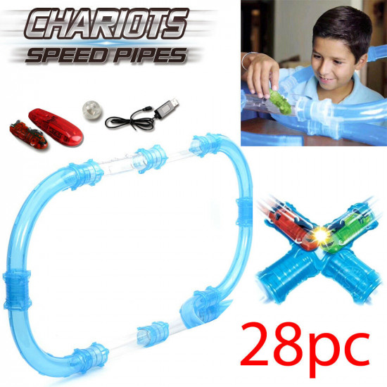 28Pc Remote Control Chariots Speed Pipe Line Racing Track Car Led Light Toy R/C Gifts & Gadgets, Toys image