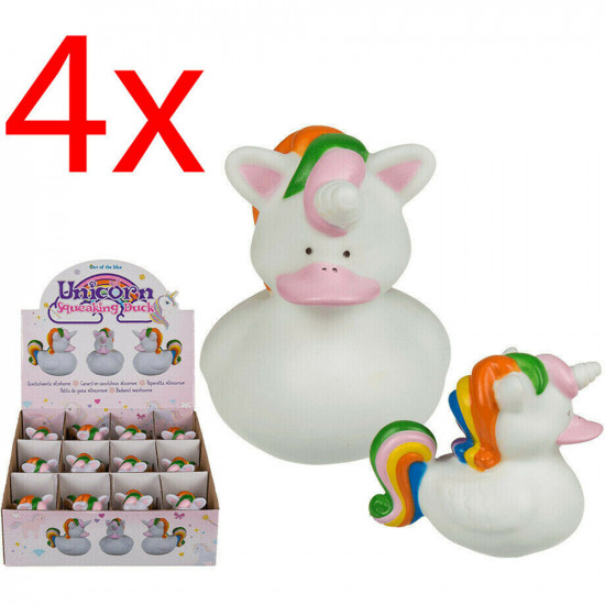 4 X Squeaking Floating Unicorn Duck Toy Kids Fun Noise Bath Tub Toys Ducks Magic Gifts & Gadgets, Toys image