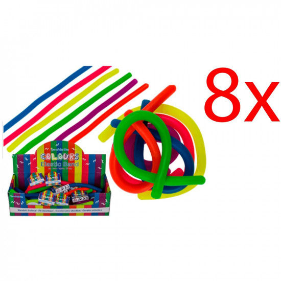 8 X 28Cm Elastic Bands Colourful Fun Arm Band Bendable Flexible Collectables image