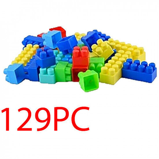 New 129Pc Building Block Set Blocks Tub Xmas Gift Set Kids Fun Activity Creative image