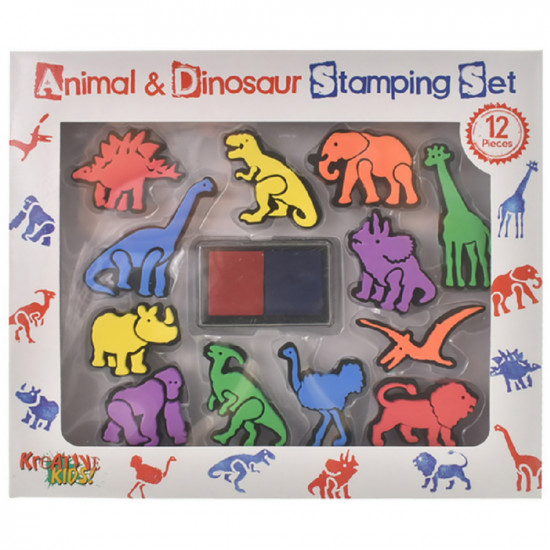 New 12Pc Large Animal & Dinosaur Stamping Set Fun Activity Game Toy Xmas Gift Gifts & Gadgets, Toys image
