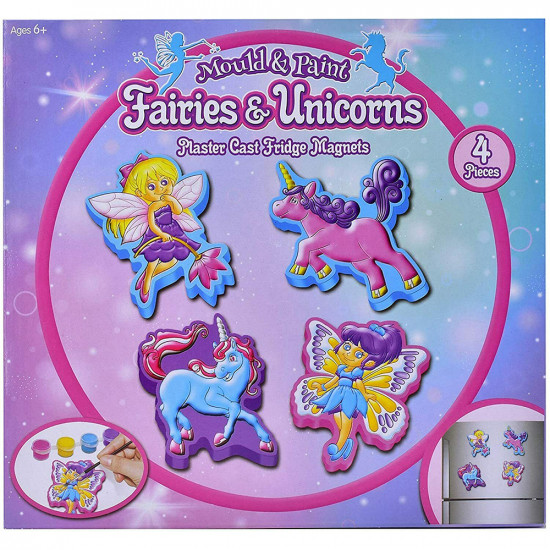 New Make Your Own Fairy Fridge Magnet Fairies & Unicorn Kids Fun Craft Xmas Gift image