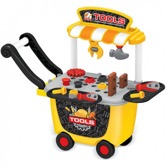 Tools Storage Trolley Cart Kids Fun Set Game Kit Boys Activity Xmas Gift New image