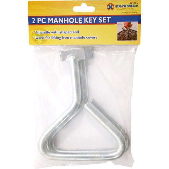 2Pc Steel Manhole Cover Lifting Keys Hand Tools Plumber Drain Lid Lifter Key Set Household, Bath & Toilet image