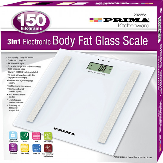 3 IN 1 150KG DIGITAL ELECTRONIC LCD BMI CALORIE BODY FAT BATHROOM WEIGHING SCALE 