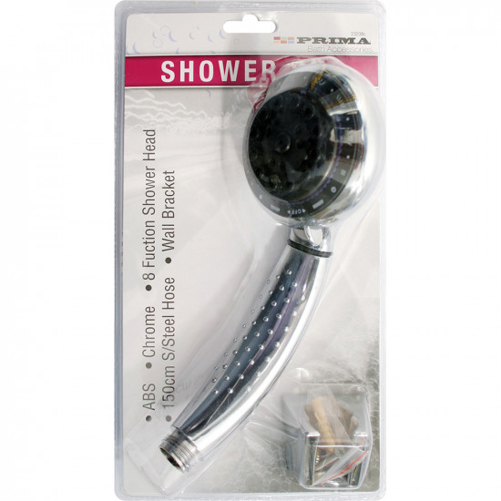 8 Function Shower Head + Hose Fittings Bracket Chrome Bathroom Multi Function Household, Bath & Toilet image