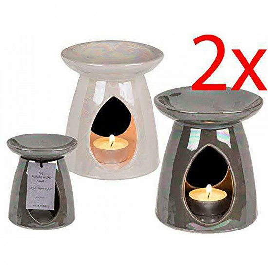 2 X Oval Shape Oil Burner Fragrance Granules Wax Melts Tea Light Ceramic New … Household, Candles & Fresheners image