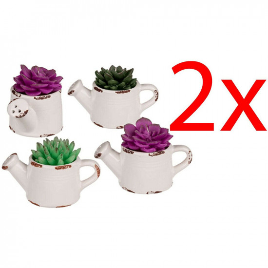 2 X Succulent Candle In Watering Pot Novelty Indoor Home Decoration Xmas Gift image