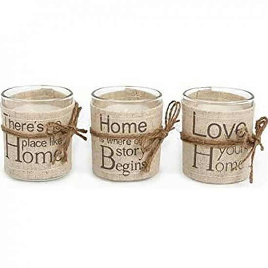 3 X Candle In Glass Pot Quote Message Gift Tea Light Wax Home Tealight Mood Household, Candles & Fresheners image