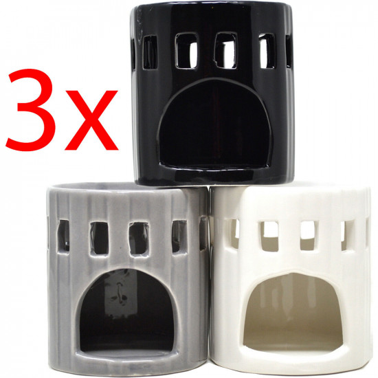 3 X Ceramic Oil Burner Melts Tea Light Candle Gift Set Aroma Wax 9Cm Cutout New image
