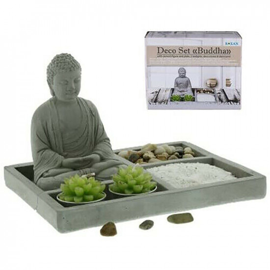 Buddha Zen House Garden Relax Deco Spiritual Pebbles Tea Light Candle Sand Plate image