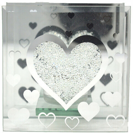 Heart Oil Burner Tea Light Holder Home Decoration Xmas Gift Glass Aromatheropy image