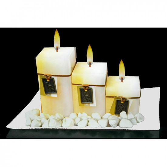 New Coconut Vanilla 3 Scented Aromatic Mood Wax Candles Gift Glass Plate Stones image