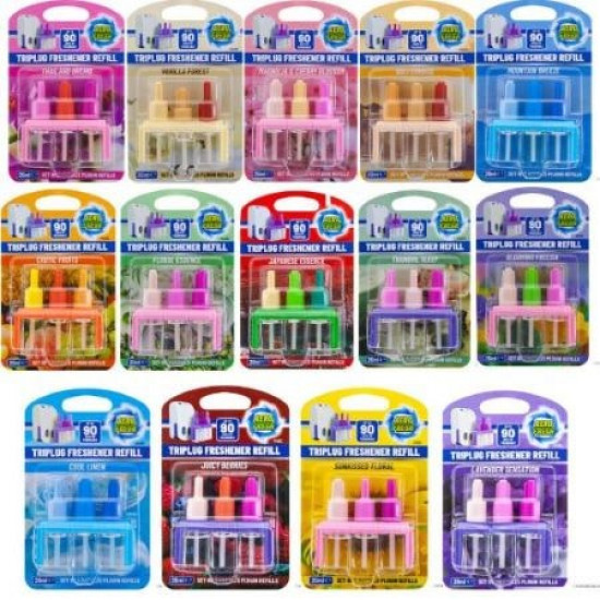 New Set Of 14 Triplug Air Freshener Refill Home Fragrance 20Ml Aroma Scents Household, Candles & Fresheners image