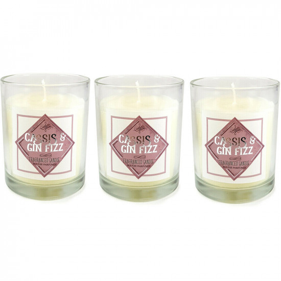 New Set Of 3 Cassis & Gin Fizz Fragranced Candles Glass Jar Home Decor Xmas Gift image
