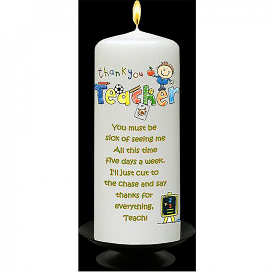 New Thank You Teacher Pillar Candle Decoration Xmas Gift Party Relax Wax Office Household, Candles & Fresheners image