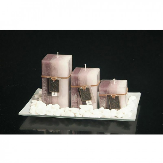 New Vanilla Caramel 3 Scented Aromatic Mood Wax Candles Gift Glass Plate Stones Household, Candles & Fresheners image